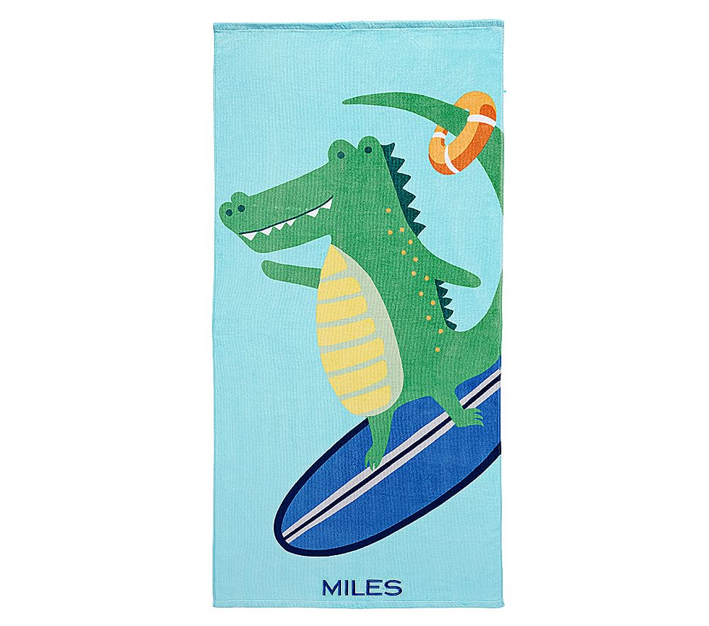 Surfing Alligator Beach Towel